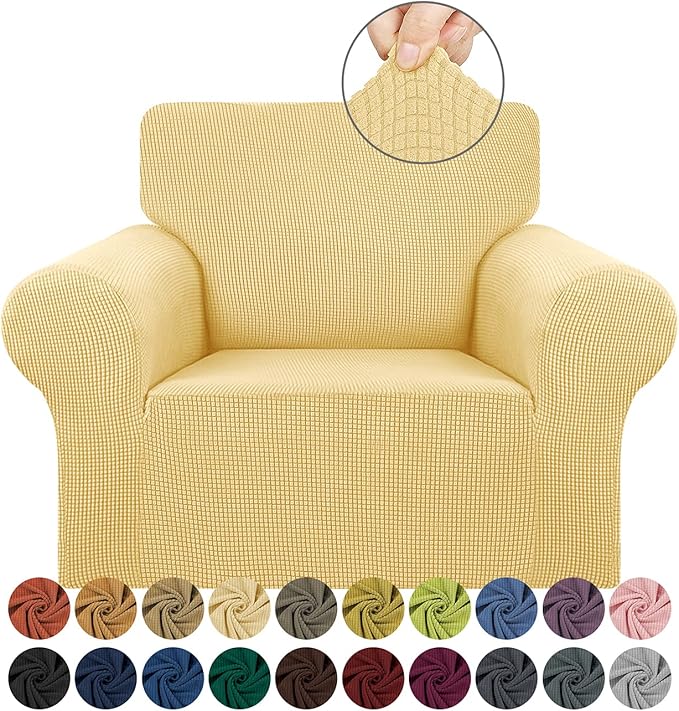 Sofa Slipcover in Champagne, Stretch Fit, Machine Washable
