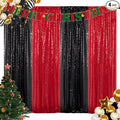ShinyBeauty 4 Panels Black and Red Sequin Backdrop | 2Ft x 8Ft Sparkle Photo Background | Shimmer Curtains for Photography & Events | Perfect for Christmas & Party Decor
