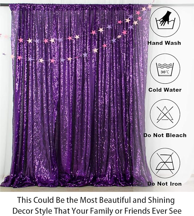 ShinyBeauty Purple Sequin Backdrop 20X10FT Glitter Fabric Drapery Photo Backdrops Sequins Backdrop Curtain Shimmer Wall Background for Party,Studio,Wedding Dedor