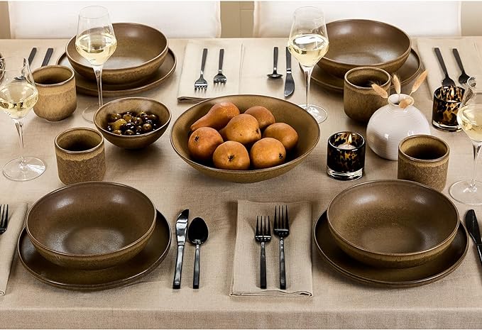 Solino Home Linen Natural Tablecloth 60 x 108 Inch - 100% Pure Linen Rectangular Tablecloth - Machine Washable Table Cloth for Fall, Autumn, Thanksgiving, Christmas, Holiday - Fete