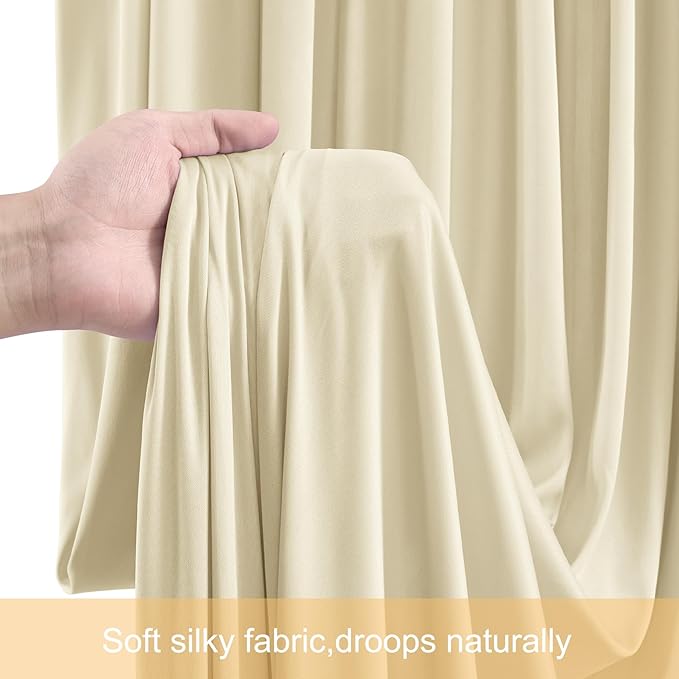 Backdrop Curtain Panels in Beige, Set of 10, 5 x 12 ft Wrinkle-Free