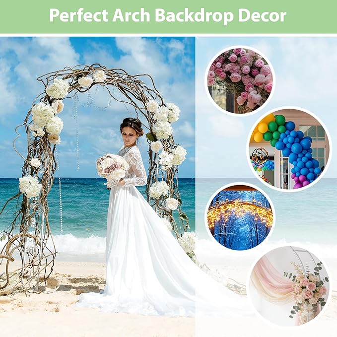 White Metal Garden Arch Arbor, 55 x 94 Inch Wedding Backdrop Stand