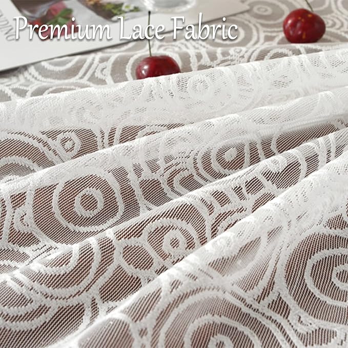 Jeloris Round Lace Tablecloth with Elegant Scalloped Bottom for Any Special Event Such as Wedding, Birthday Party, Baby Shower, Anniversary (70 inch, Style 7)
