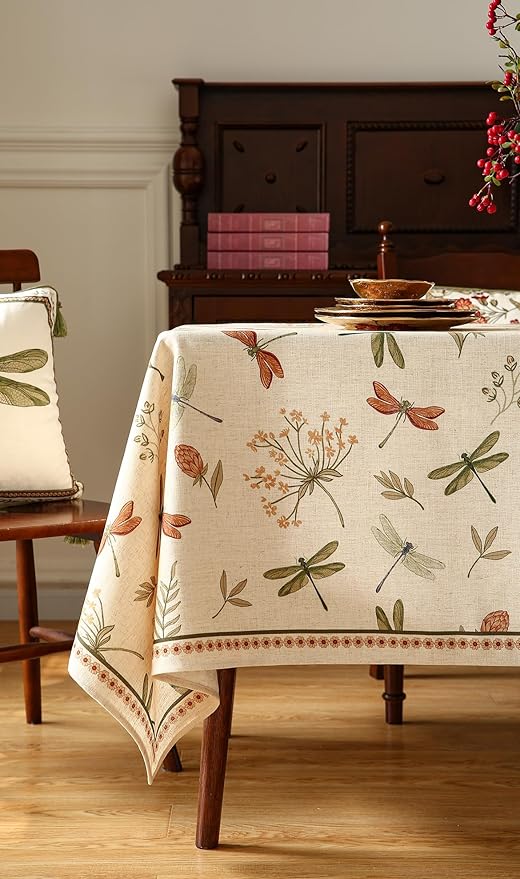 Tablecloth, 55 x 71 Inch Rectangular Linen-Polyester Blend in Off White