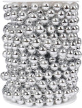 [33 Feet] Silver Pearl Beads Garland, 10MM 11 Yards Silver Faux Pearl Beads String Roll Bulk for DIY Craft Christmas Tree Wedding Party Decoration