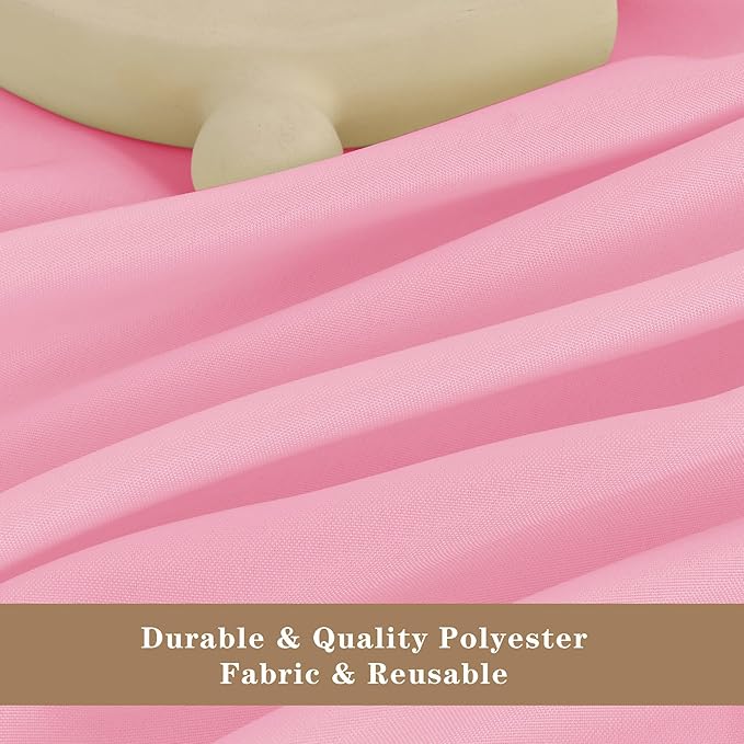 Tablecloths 6 Pack, 120-Inch Round Pink Polyester, Stain Resistant