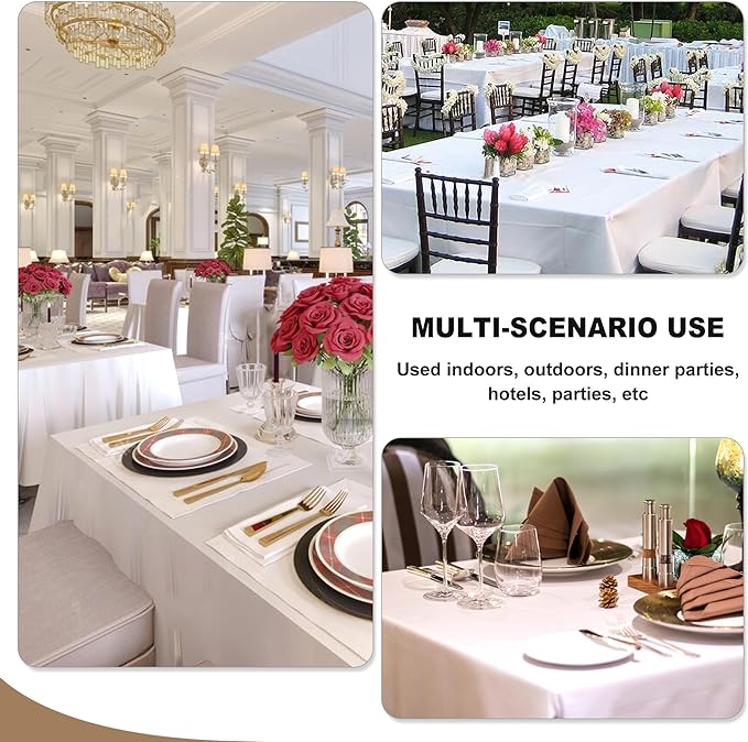 Fitable Ivory Rectangle Tablecloths for 6 Foot Tables, 6 Pack - 70 x 108 Inches - Stain Resistant and Washable Table Clothes, Polyester Fabric Table Covers for Wedding, Party, Banquet, Buffect