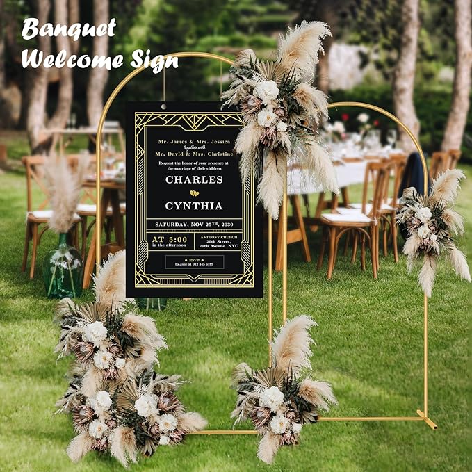 Background Support Stand Set, Gold Metal Arch, 6FT and 7.2FT