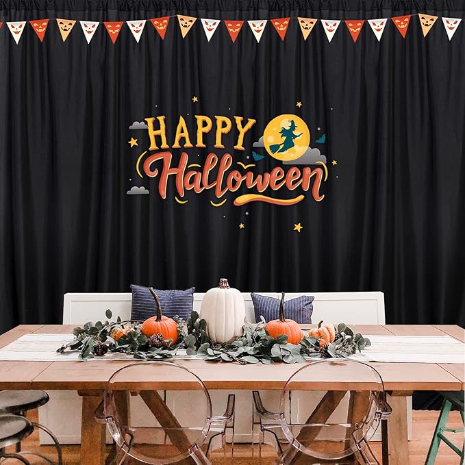 Black Backdrop Curtain for Party, Background Drapes Panels with Rod Pocket, Wrinkle Free Black Photo Curtains Backdrop Drapes Fabric Decoration for Wedding, Birthday Party Decor 5ft x 10ft, 2 Panels