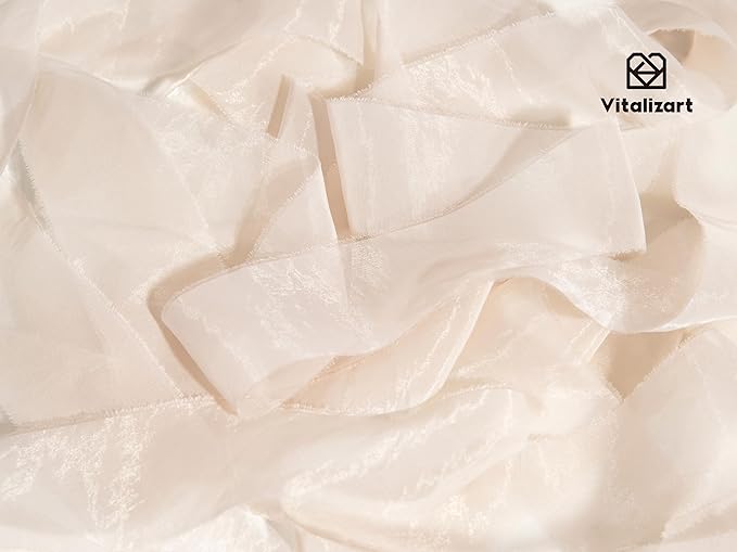 Vitalizart Pink Organza Ribbon Frayed Sheer Organza 1.5" Silk Like Ribbons for Valentines Day Gift Wrapping Craft Flower Bouquet Wedding Invitations Mesh Fabric Blush Light Pink 15 Yards