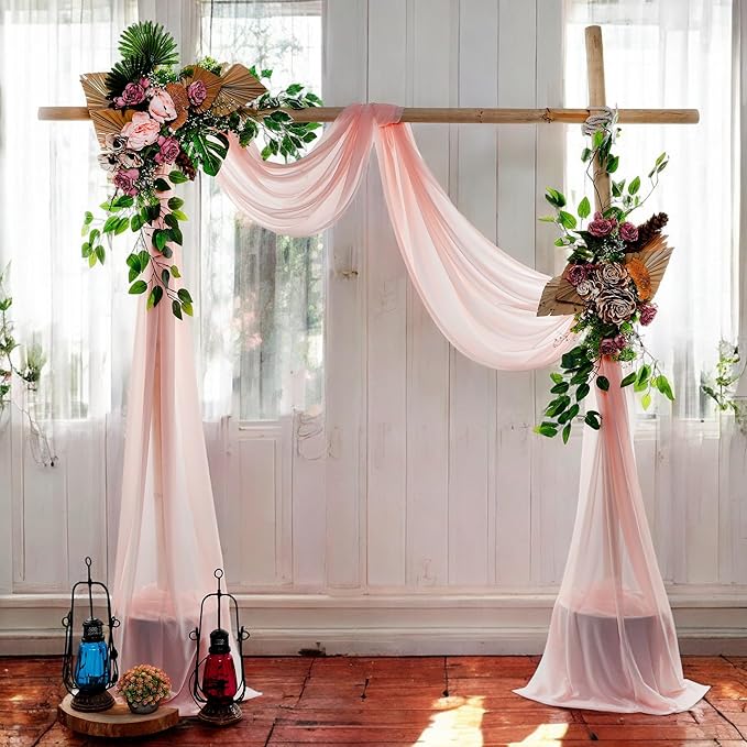 MDS Halloween Chiffon Draping Fabric - 2 Panel, 30" Wide x 20ft Long - Sheer Spooky Arbor & Canopy Drapery for Haunted House Backdrops, Party Ceilings, DIY Costumes & Themed Events - Dusty Rose