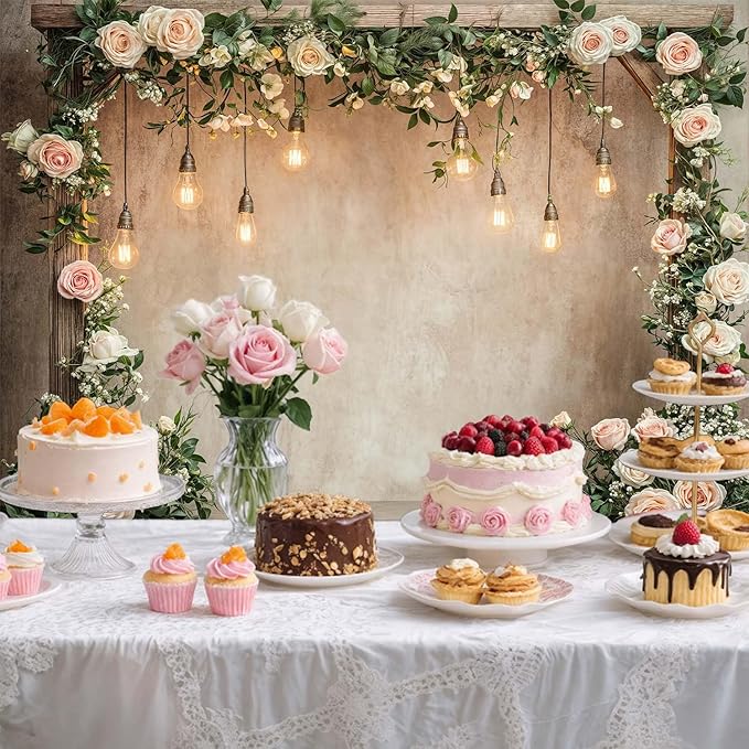 15x10ft Country Wedding Photography Backdrop Floral Rustic Roses Farmhouse Wooden Door Backdrop Pink Flower Birthday Baby Shower Wedding Bridal Party Banner Photo Booth Props Anniversary Background