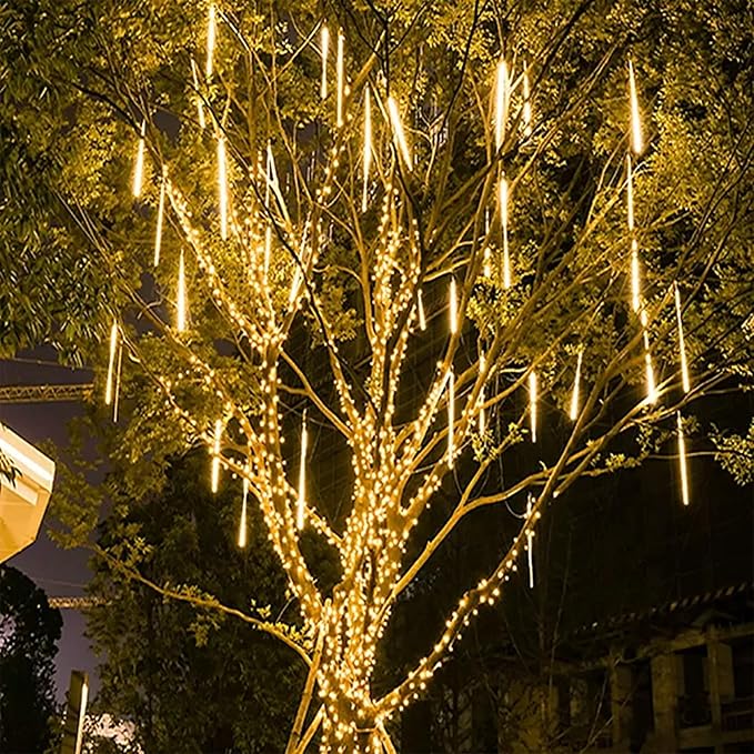 String Lights with 48 Falling Rain Tubes, Warm White LED, Outdoor