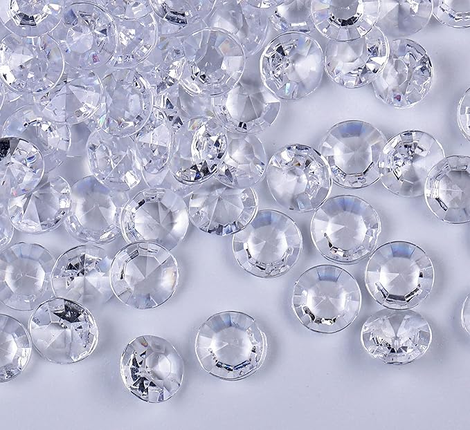 1000pcs/ Pack Wedding Table Acrylic Diamond Scatter Crystals Confetti Acrylic Gems Vase Fillers Rhinestones for Wedding, Bridal Shower, Vase Beads Decorations (10mm, Transparent)