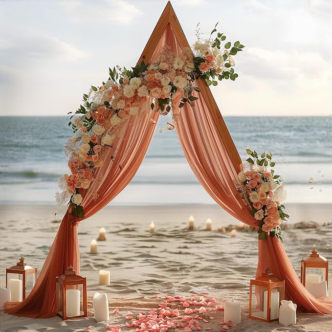 Terracotta Wedding Arch Draping Fabric 2 Panels 30'' x 20FT Terracotta Drapes Sheer Fabric Backdrop Arch Draping Fabrics for Wedding Ceremony Birthday Party Bridal Shower Decoration