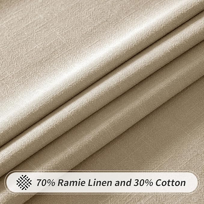 MIULEE Natural Linen Cotton Blend Tablecloth Rectangle, Luxury Waterproof Stain Resistant Durable Farmhouse Oblong Table Cloth for Dining Party Christmas Weddings Birthday, 52 x 70 inch, Ivory Cream