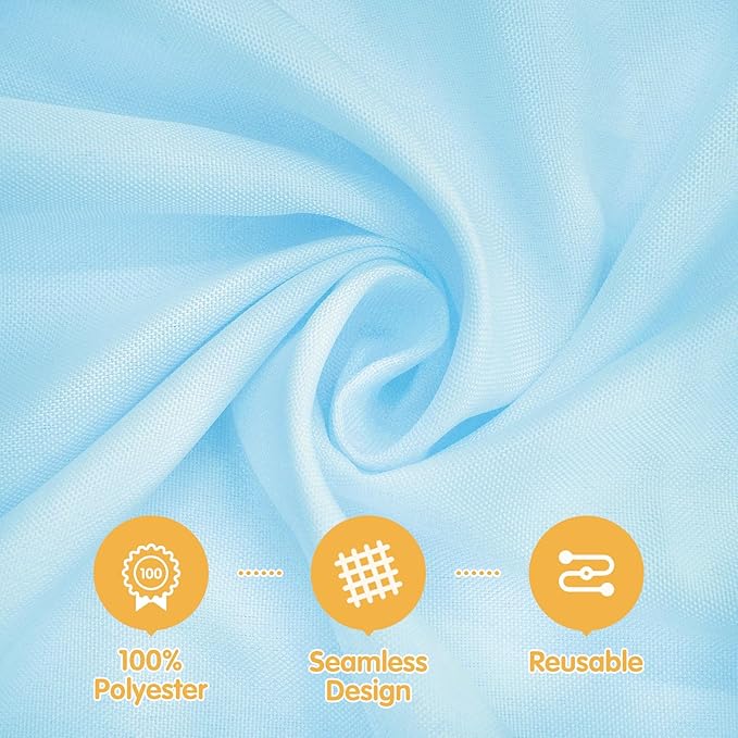 BRILLMAX 6 Pack Light Blue Tablecloths for 6 Foot Rectangle Tables 90 x 132 Inch - 6ft Rectangular Bulk Linen Polyester Fabric Washable Cloth Cover for Wedding Reception Banquet Birthday Party