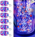 4th of July Decorations - 6 Pack Red White Blue Fairy Lights Battery Operated, 7ft 20 Led Twinkle Lights 3 Modes, Waterproof Bulk Mini String Light for Independence Day Patriotic Decorations