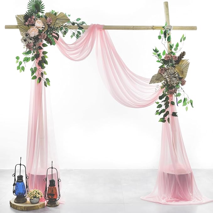 Backdrop Fabric Panels, Blush Pink Sheer Chiffon, 30 In x 50 Ft (Set of 2)