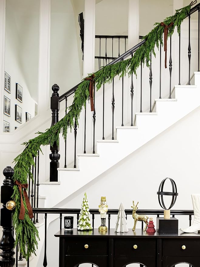 Norfolk Pine Garland, 15 Ft, Dark Green, Real Touch Needles