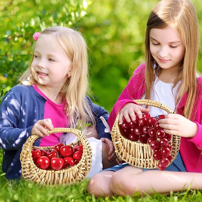 Taiyin 12 Pack Rattan Flower Girl Basket Small Half Moon Straw Wicker Basket with Handle Ideal for Wedding Flower Girl,Picnic,Garden Storage and Home Decor (Nature)