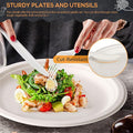 Plates 250-Piece Compostable Bagasse Disposable Dinnerware Set in White