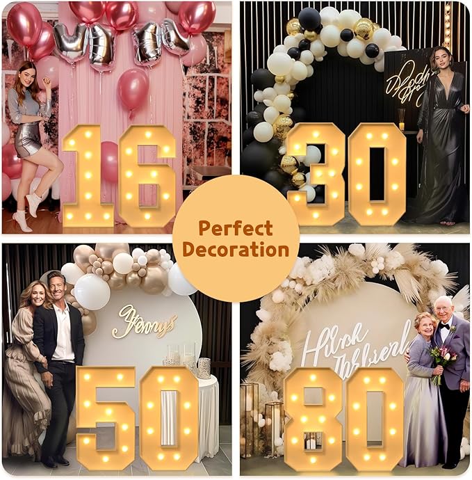 Party Decor Light Up Marquee Numbers 3 Ft Foam Board