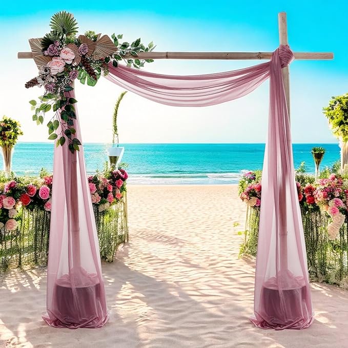 MDS Halloween Chiffon Draping Fabric - 1 Panel, 30" Wide x 40ft Long - Sheer Spooky Arbor & Canopy Drapery for Haunted House Backdrops, Party Ceilings, DIY Costumes & Themed Events - Mauva
