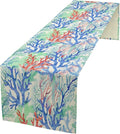 Summer Shell Starfish Table Runner, Seasonal Spring Summer Tropical Ocean Beach Indoor Party Kitchen Outdoor Table Decor 13x60 Inch