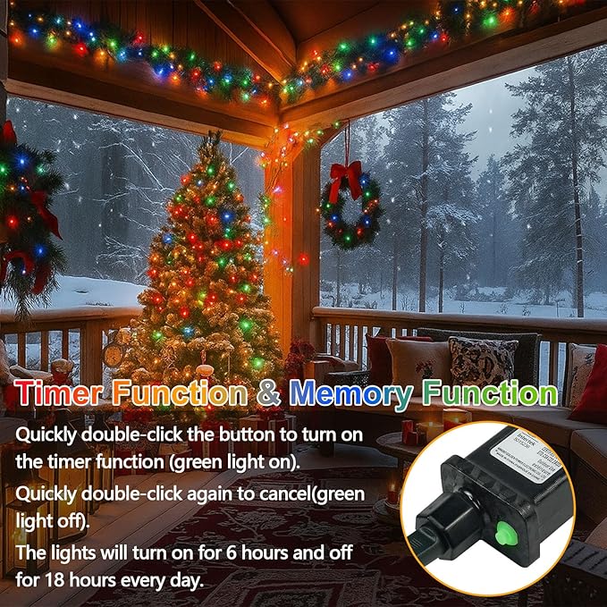 String Lights 33 FT, 100 LED Color Changing, 11 Modes, Timer