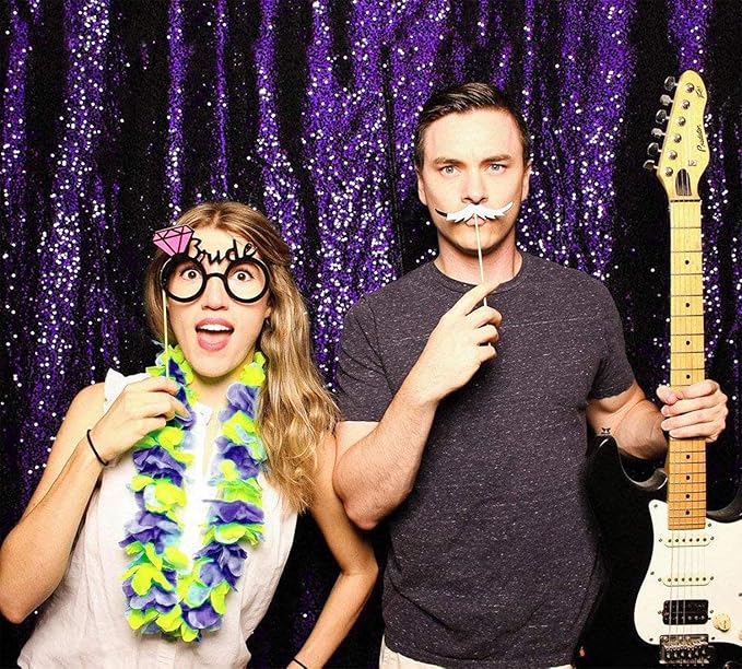 JYFLZQ Purple Sequin Backdrop Curtains 6ft x 8ft 1 Panel Glitter Photo Booth Backdrops Sparkly Photography Background Drapes for Parties Wedding Bridal Showers