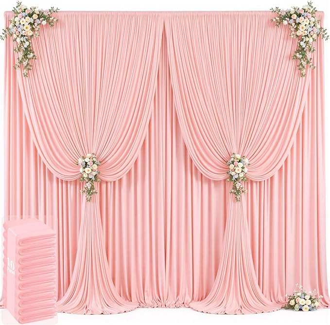 Backdrop Curtains, Blush Pink, 10 Panels, 5 x 12 Ft