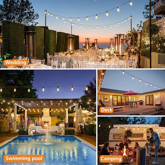String Lights, 150 Ft Outdoor LED with Dimmable Remote and 3 Color Temps