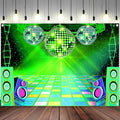 Dance Party Backdrop Retro 80s 90s Theme Stage Dance Ball Music Birthday Party Decoration DJ Photography Background 5 x 3 ft for Baby Shower Picture Photo Shoot Polyester Fabric, Blue