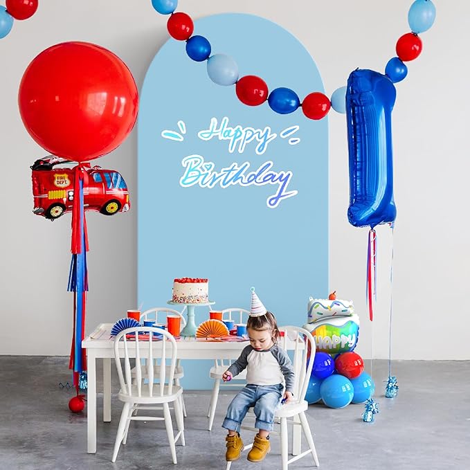 Arch Backdrop Stand Cover 8Ft Dusty Blue Thick Spandex Fabric Arch Backdrop Cover High Elasticity Fitted Round Top for Wedding Birthday Party Baby Shower Garden Decoration