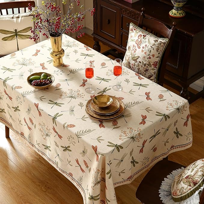 Tablecloth, 55 x 71 Inch Rectangular Linen-Polyester Blend in Off White