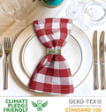 Cloth Dinner Napkins Set of 12, Square Red and White Checkered 100% Cotton