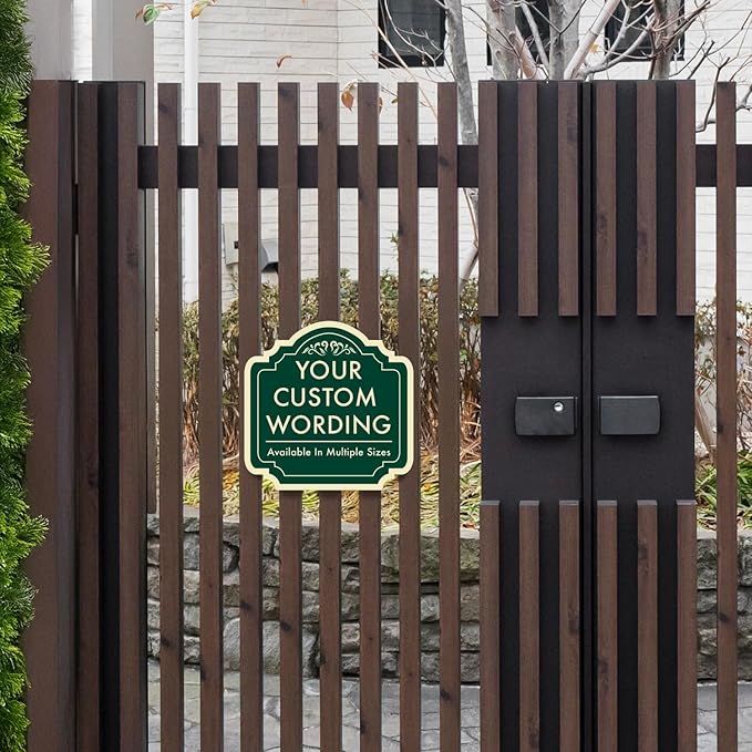 Custom Decorative Outdoor Metal Sign - Personalized Aluminum Driveway Sign, Waterproof, Made In USA - Design 2 Forest Green 18x18 In