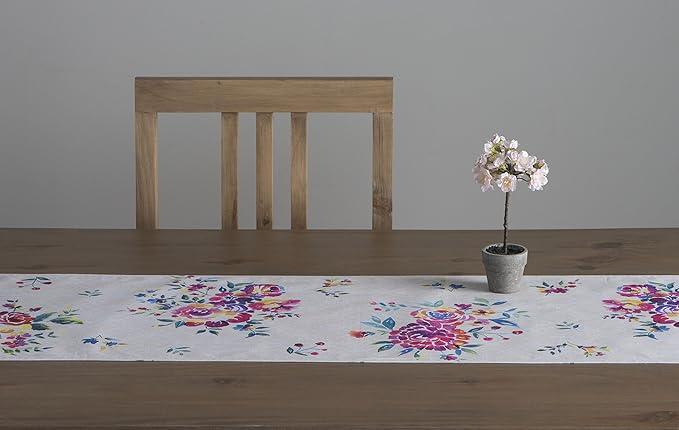 Maison d' Hermine Table Runner 100% Cotton Double Layer Table Runners 108 inches Long Decorative for Home Kitchen Dining Party Wedding Bridal Shower Spring Summer (Rose Garden, 14.50" x 108")