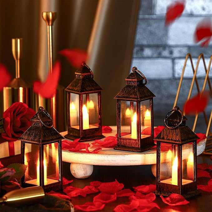 Decorative Candle Lanterns 24 Pack, Battery LED Rustic Plastic Mini