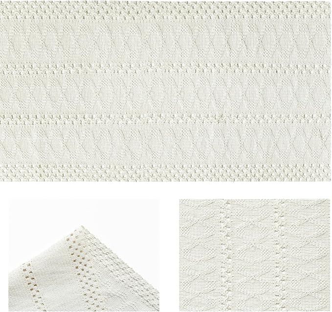 Artoid Mode Beige Farmhouse Woven Rustic Hollow Table Runner, Seasonal Holiday Hollow Kitchen Dining Table Decoration for Home Party Decor 12x108 Inch
