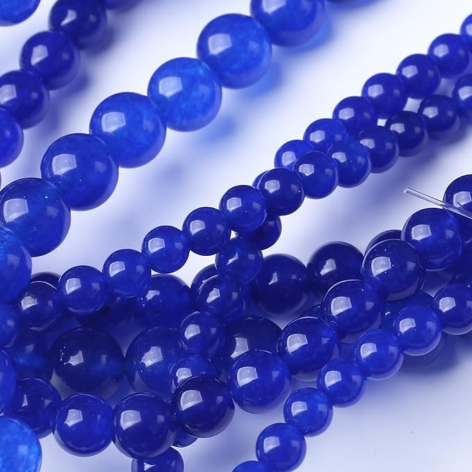 Mysterious Blue Chalcedony Stone Beads Gemstone Round Crystal Energy Jade Beads Stone Beads for Jewelry Making DIY Bracelet Necklace Jewelry Making 1 Strand 15.5inch 60PCS 6MM