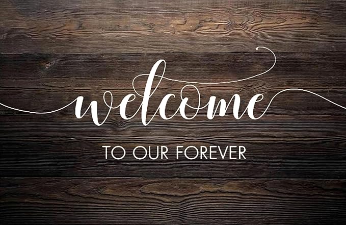 Rustic Wooden Signs Welcome to Our Forever Wedding Sign Wedding Welcom Sign Wall Art Decor Kitchen Cafe Pub Decor Gift 18x12 INCH