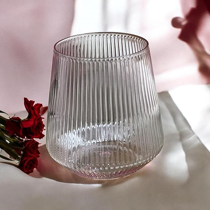 40 count Origami Ripple Unbreakable Stemless Plastic Wine Champagne Whiskey Glasses Elegant Durable Disposable Indoor Outdoor Ideal for Home, Bars, Wedding, Ribbed 12 Ounce Cups (Color Collection)