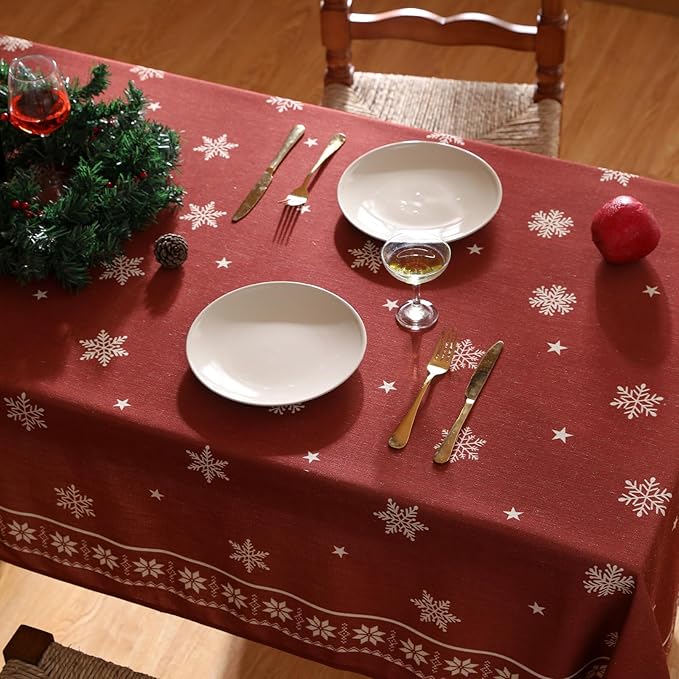 Square Tablecloth 67 x 67 Inch Linen Polyester Blend