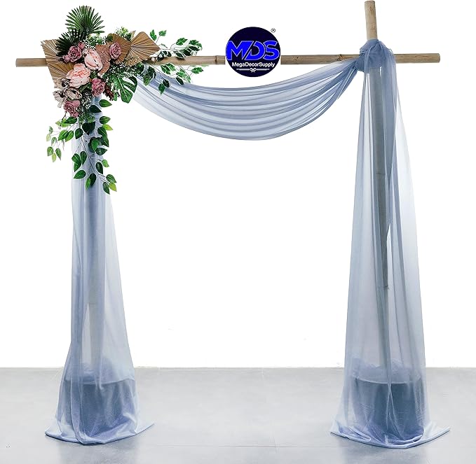 MDS Halloween Chiffon Draping Fabric - 2 Panel, 30" Wide x 30ft Long - Sheer Spooky Arbor & Canopy Drapery for Haunted House Backdrops, Party Ceilings, DIY Costumes & Themed Events - Dusty Blue