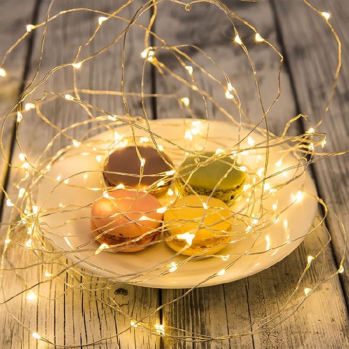 WATERGLIDE 12 Pack Fairy Lights Battery Operated (Included), 7 ft 20 LED Mini String Lights, Waterproof Silver Wire Firefly Starry Lights for DIY Wedding Christmas Party Mason Jars Decor, Warm White