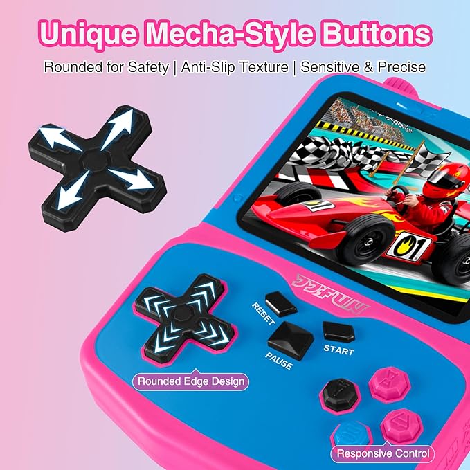 Handheld Game Console for Girls, 220 Retro Games Built-in, 3.5'' HD IPS Screen, Rechargeable Mini Portable Video Game Player for Travel & Car Trips, Gift for Kids (Rose Red)