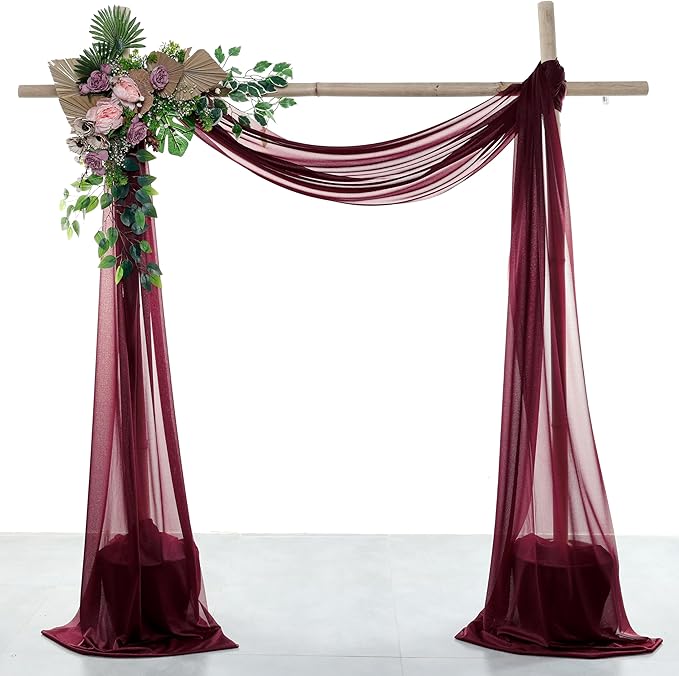 Burgundy Sheer Chiffon Backdrop Fabric, 2 Panels, 30 In x 50 Ft