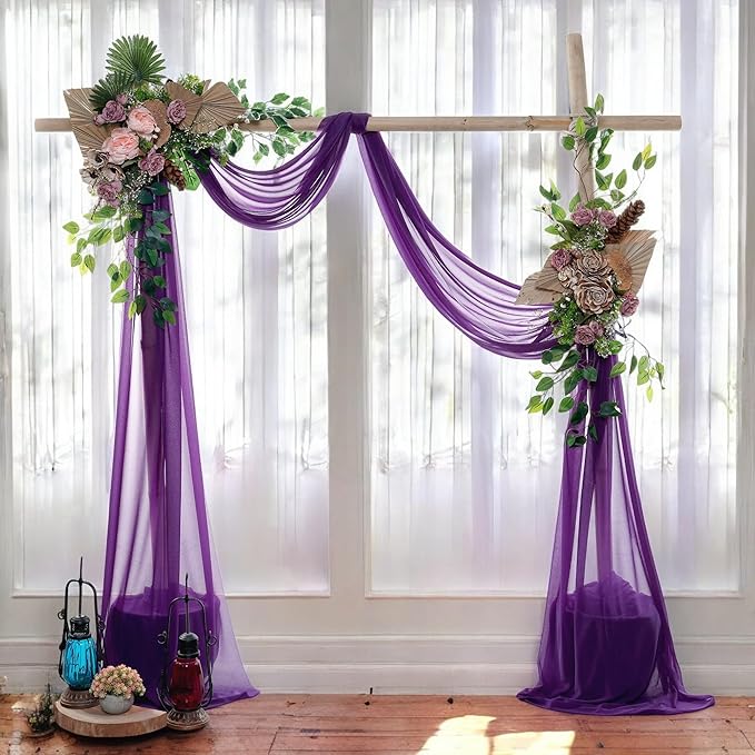 MDS Halloween Chiffon Draping Fabric - 1 Panel, 30" Wide x 40ft Long - Sheer Spooky Arbor & Canopy Drapery for Haunted House Backdrops, Party Ceilings, DIY Costumes & Themed Events - Cadbury Purple